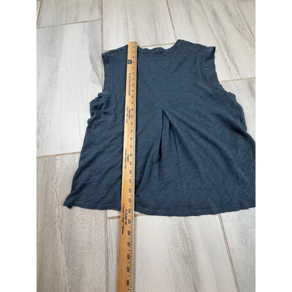 Dear John Womens Gray Blue Slub Knit Sleeveless Pleat Back TankTop Large DKN2148 - Picture 6 of 6